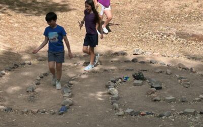 Montessori on the Rio Grande School kids build a labyrinth!!!!